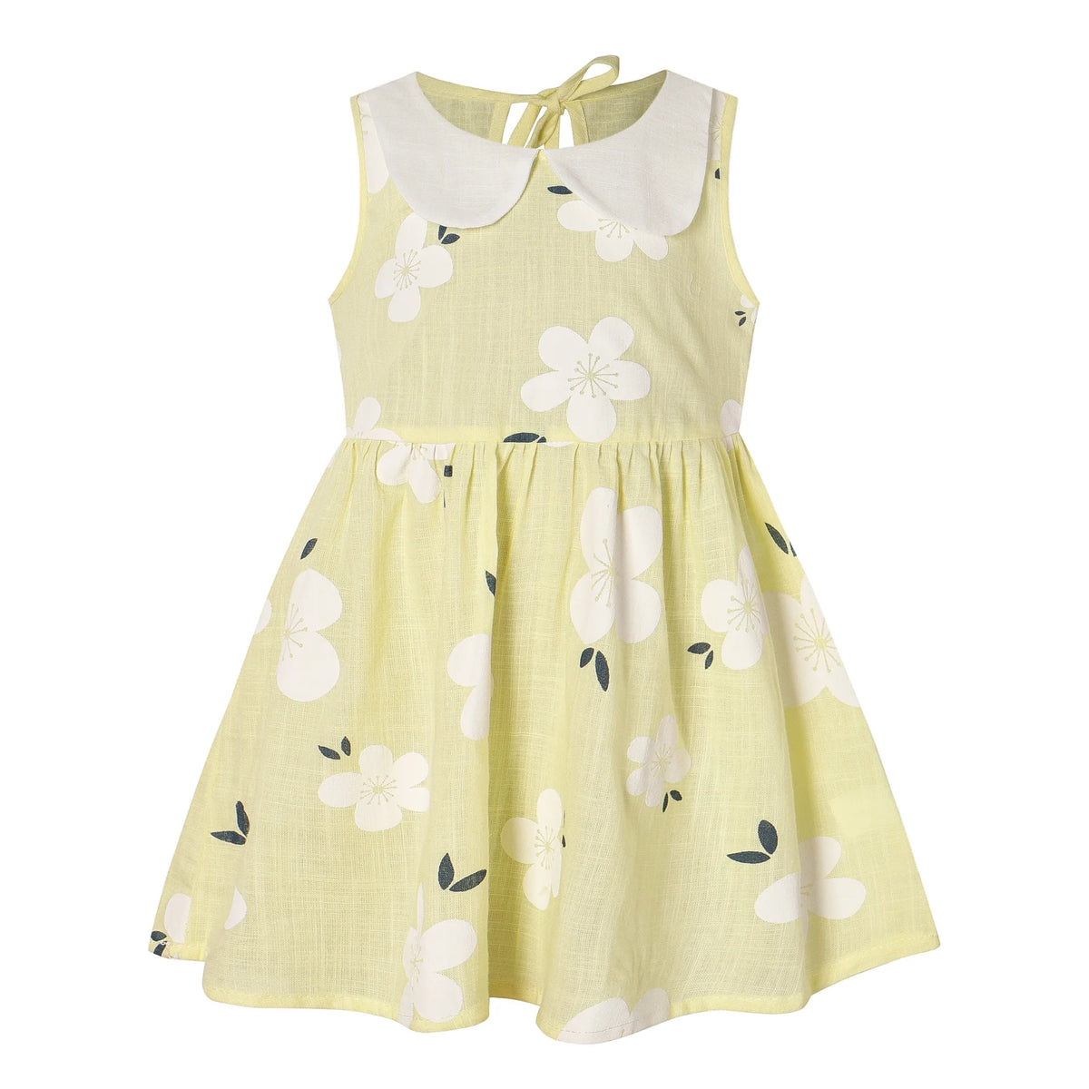 Girls Cotton Linen Peter Pan Collar Sleeveless Dress - photo 4