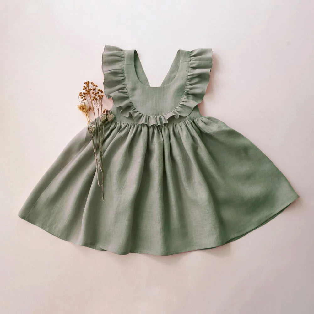 Toddler Girls Linen Cotton Beach Holiday Dress - photo 1