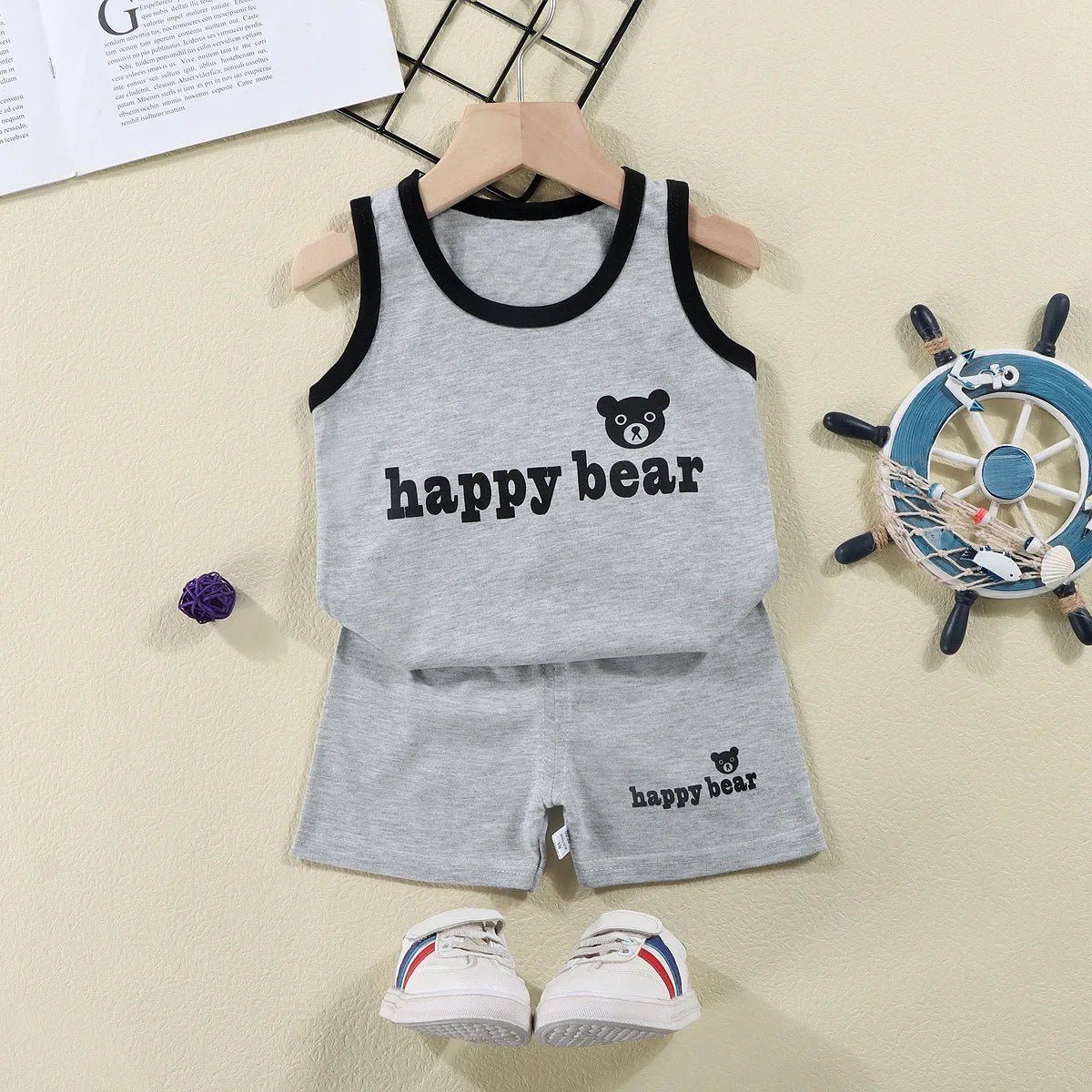 Kids summer sleeveless vest and shorts cotton 2pc, ages 9M-6Y - photo 9