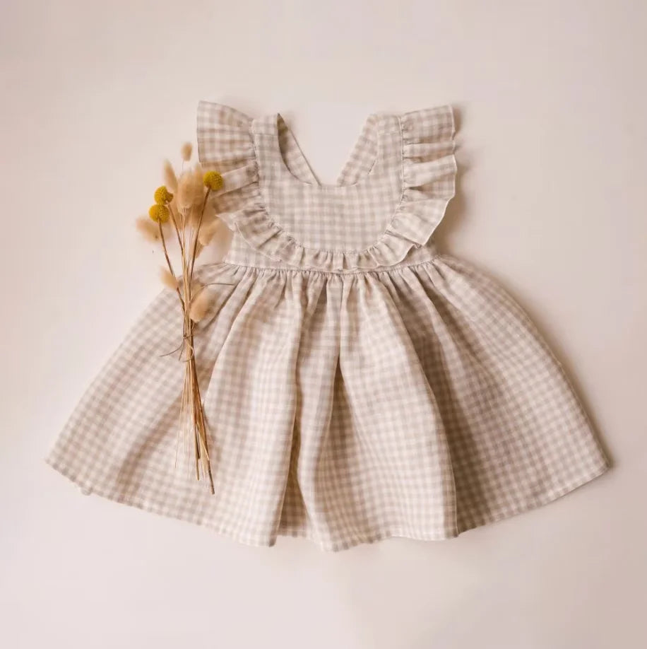Toddler Girls Linen Cotton Dress | Pink Summer - photo 5