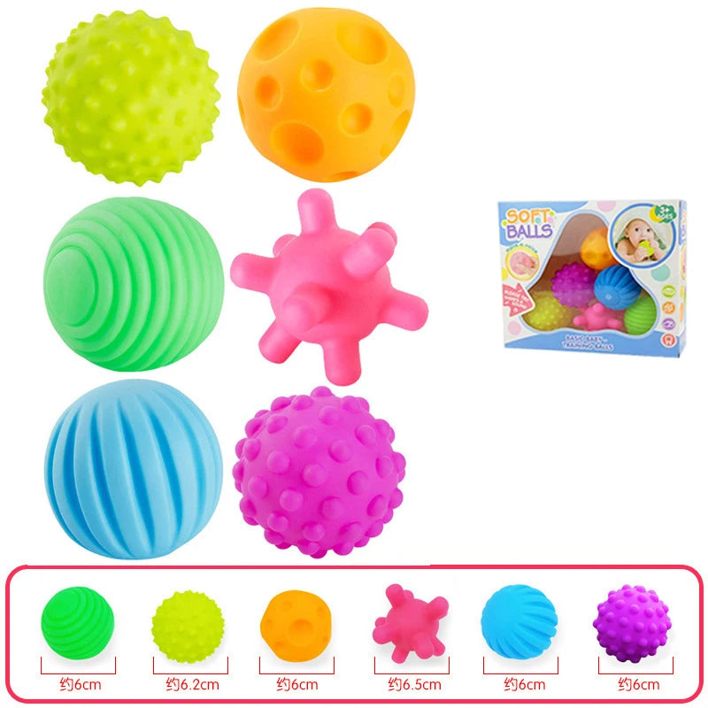 Six-piece textured sensory balls soft baby toy set