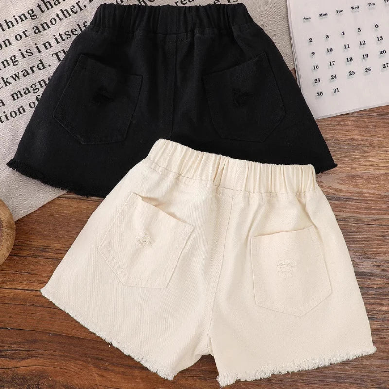 Girls Black White Cotton Shorts Soft Elastic Loose - photo 2