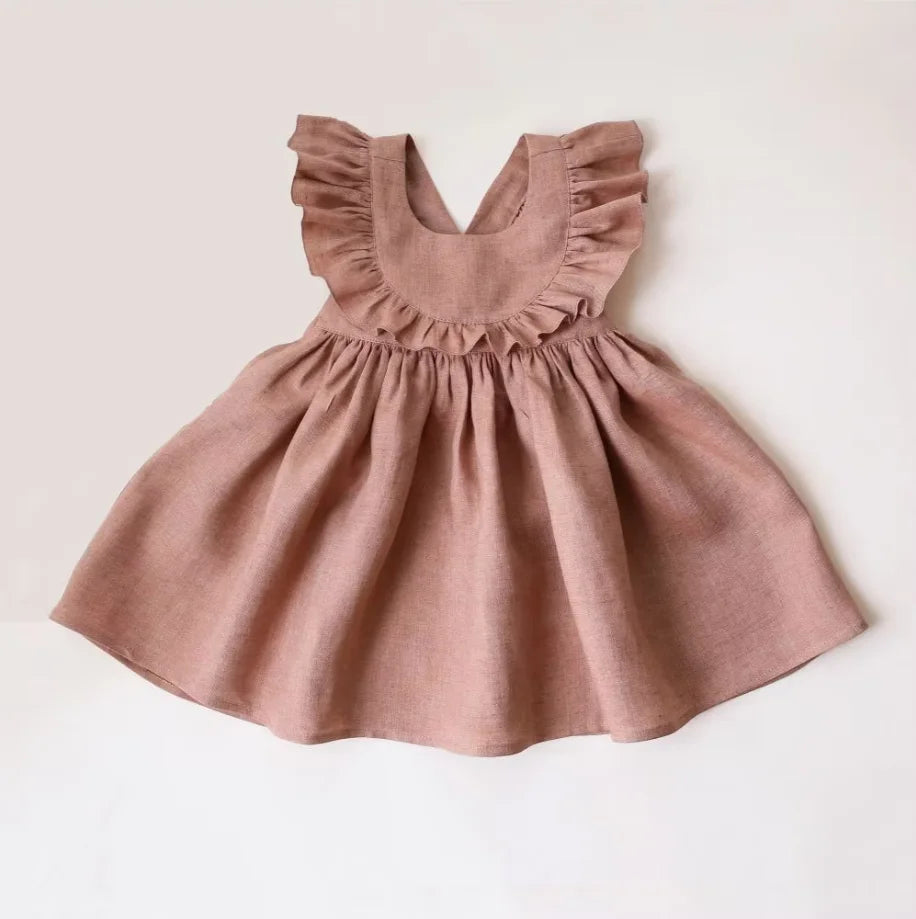 Toddler Girls Linen Cotton Dress | Pink Summer - photo 3