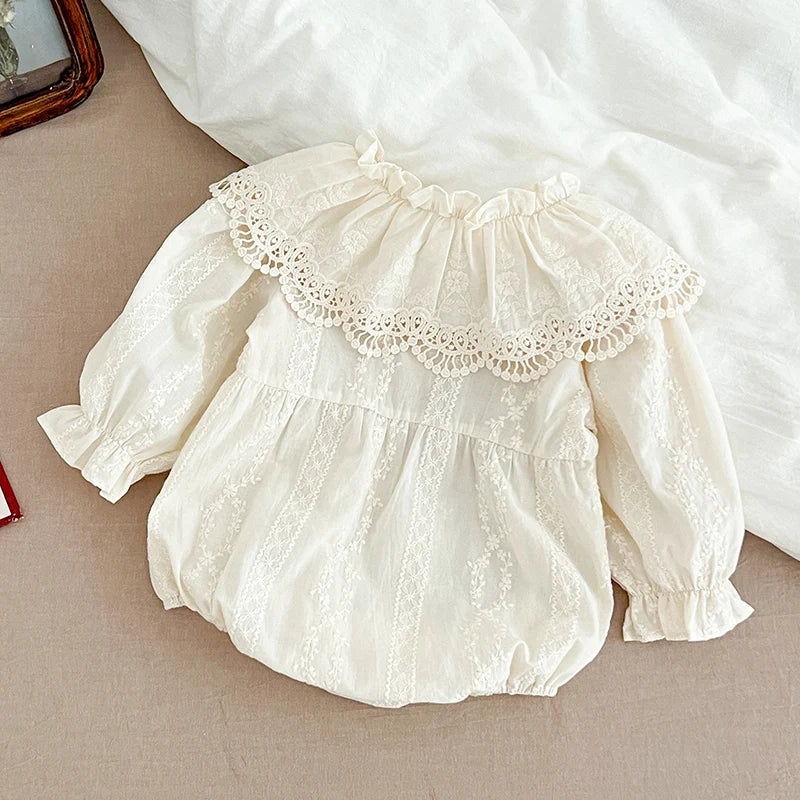 Lace Peter Pan Collar Cotton Romper - Kindle Kids ABC - view 6