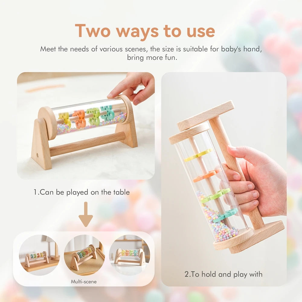 Wooden rainmaker played on a table or held by hand