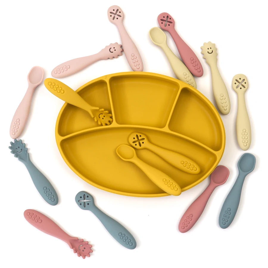 Silicone Baby Self-Feeding Set — 3-Piece Spoon, Fork & Masher | 6M+ - photo 3