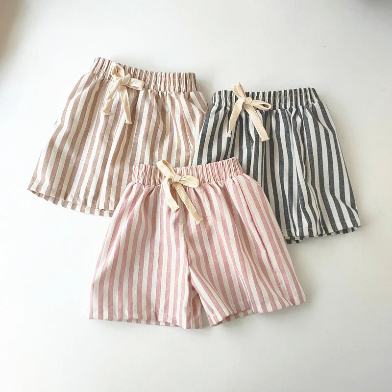Kids cotton-linen summer shorts for boys and girls