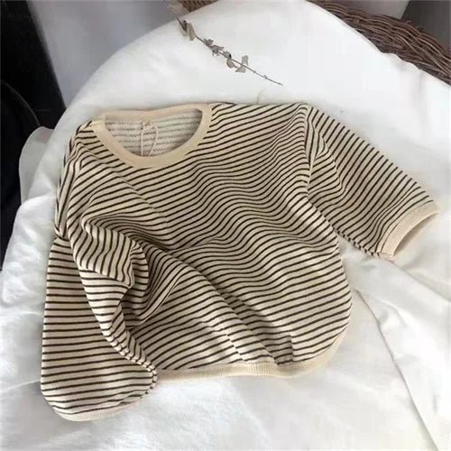 Kids striped cotton long-sleeve tee, casual top - Kindle Kids ABC - view 7