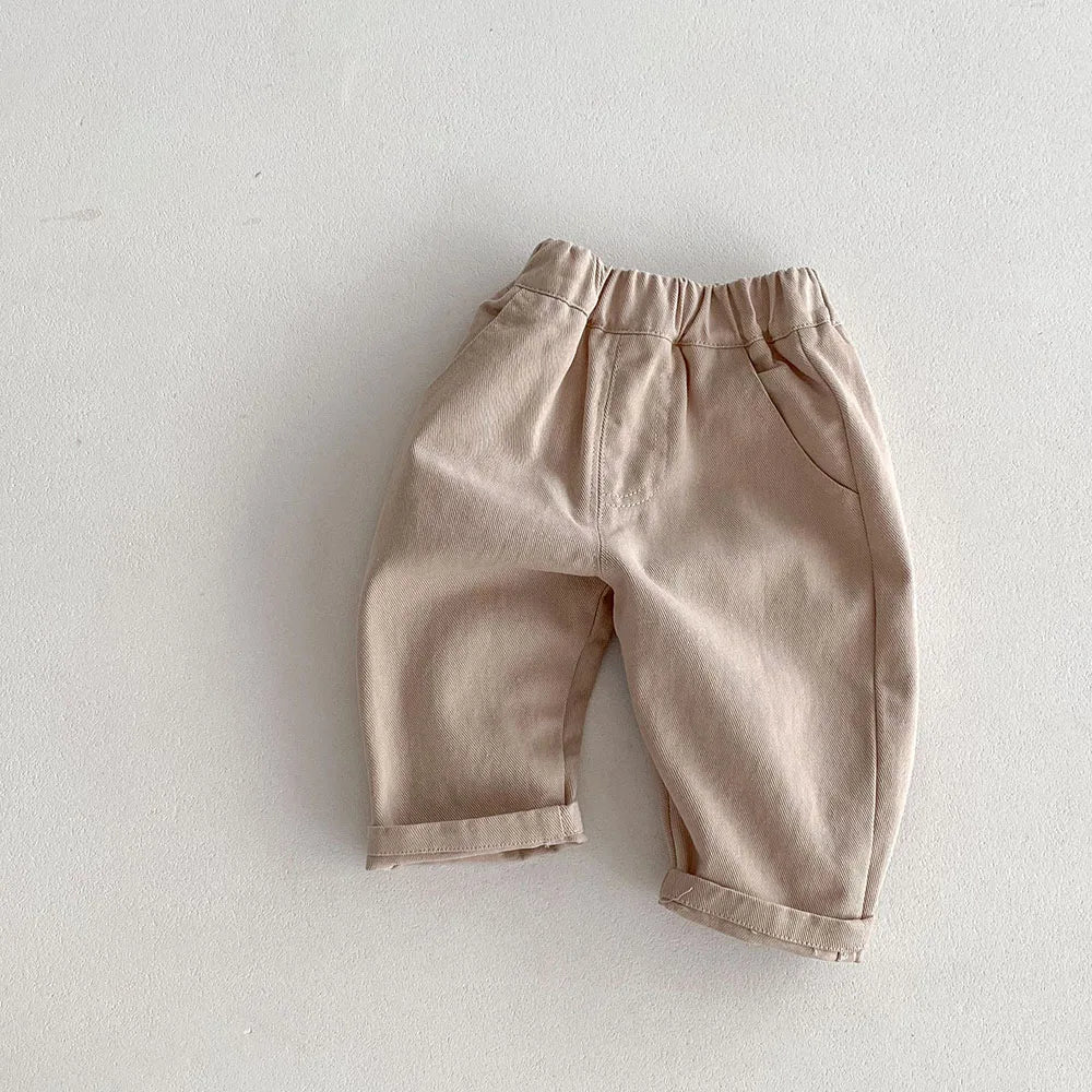 Kids Casual Elastic Waist Pants — Stripes, Denim & Solid - photo 9