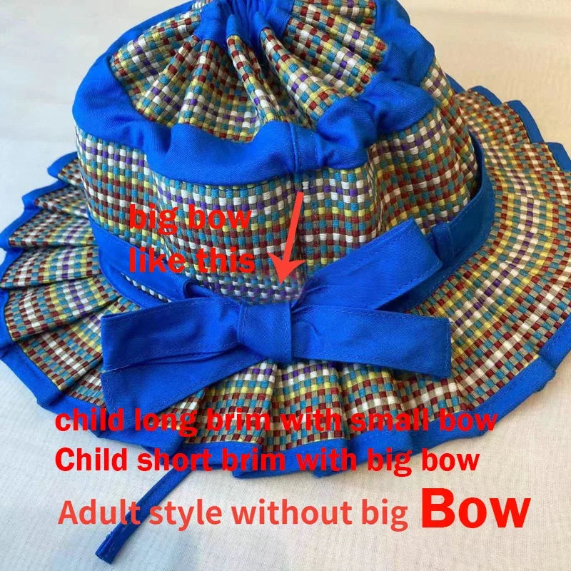 Panama Straw Sun Hat - Foldable Hand-Woven with Plaid Bow - Kids & Adults - photo 24
