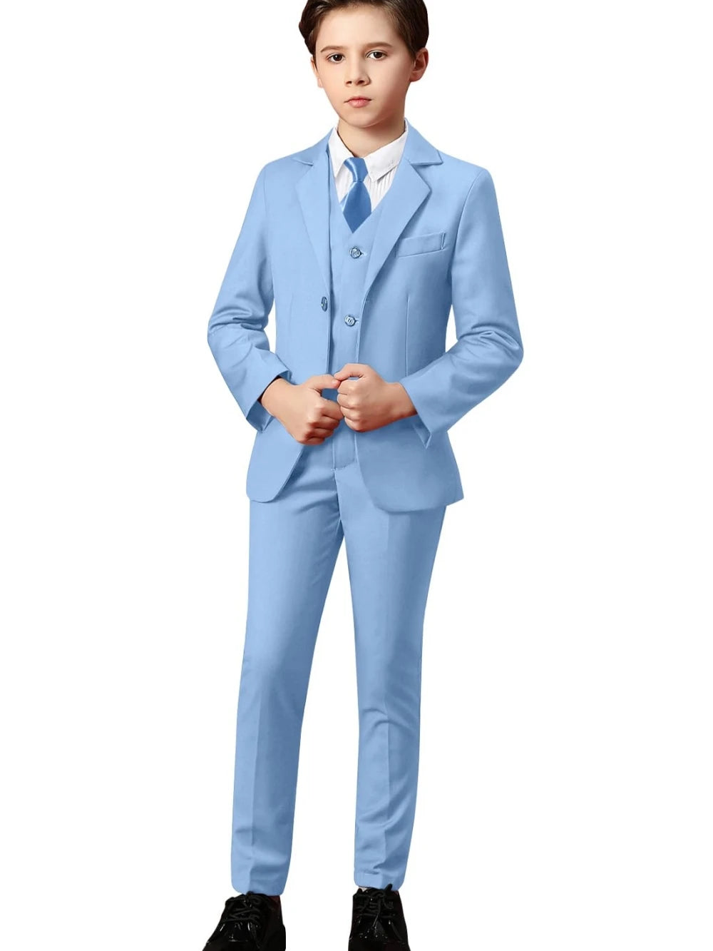 Boys Formal Suit 3-Piece 2-12Y — Notched Lapel Wedding Ring Bearer Outfit - photo 14