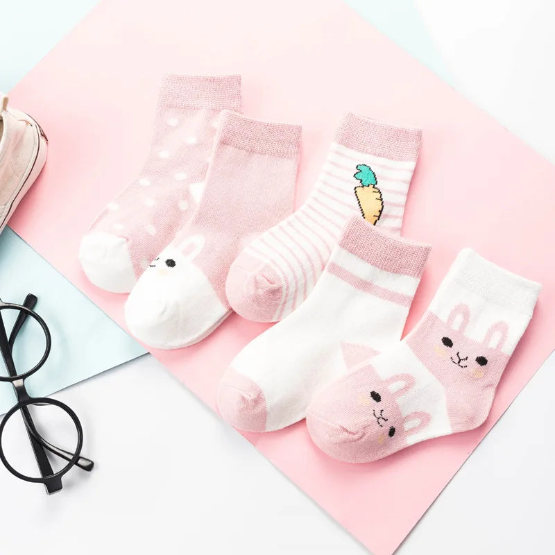 Kids Striped Cotton Socks - 5 Pairs Unisex All-Season - photo 7