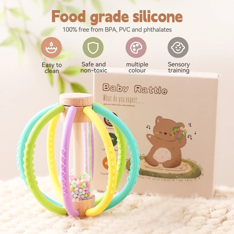Baby Wooden Rattle & Silicone Teether Ball — photo 2