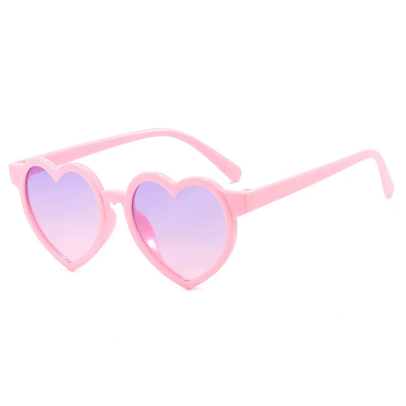 Pink heart-shaped UV400 kids sunglasses