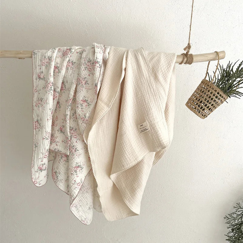 Floral Cotton Muslin Baby Swaddle Blanket - Kindle Kids ABC