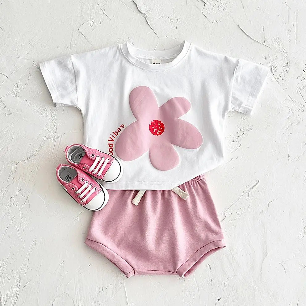 Baby Cotton Sunflower Tee & Shorts Set 6M-3Y - photo 1