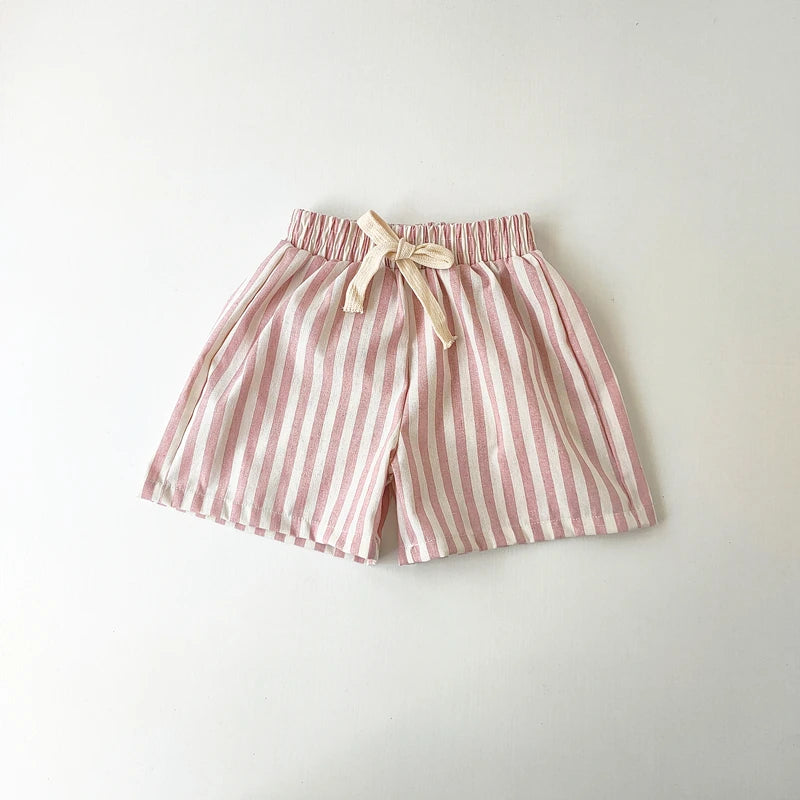 Kids Cotton-Linen Striped Shorts Trousers Summer - photo 8