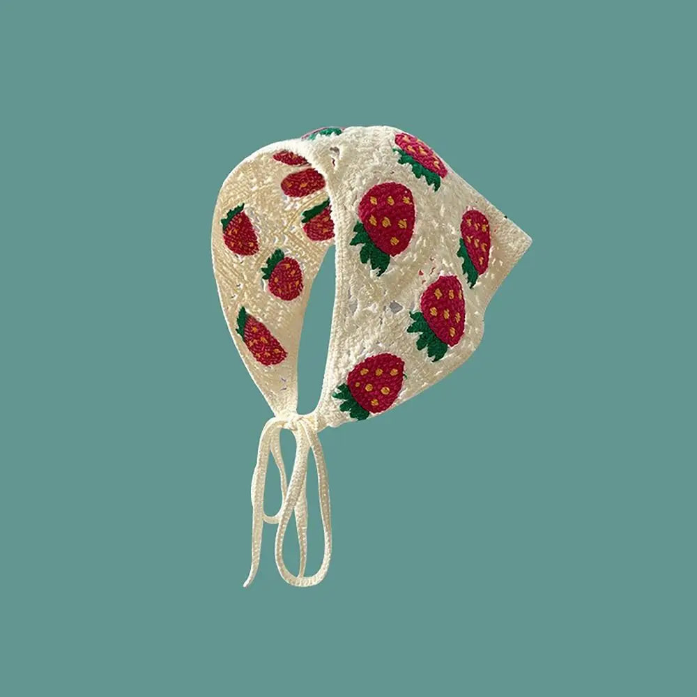 Knit Crochet Triangle Headband — Floral Handmade Scarf | 1–4Y