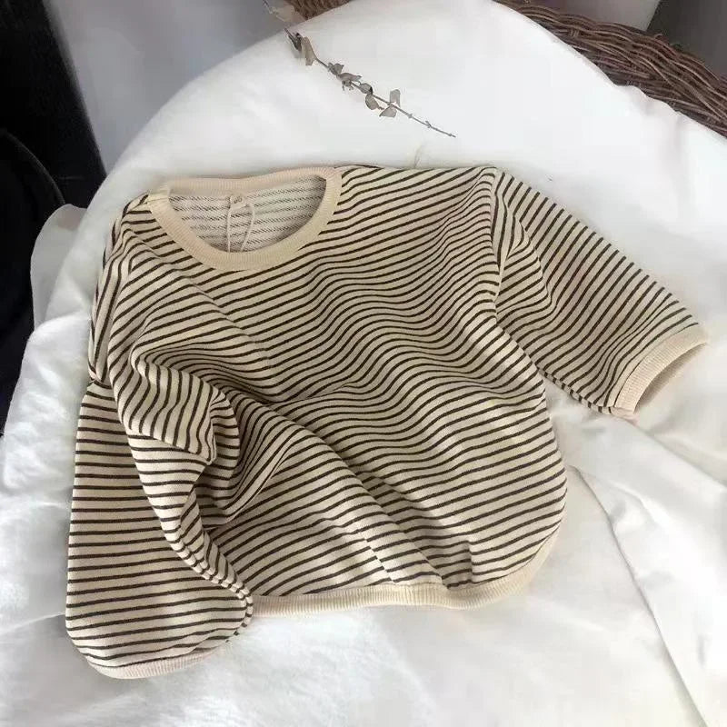 Kids striped cotton long-sleeve tee, casual top - Kindle Kids ABC - view 2