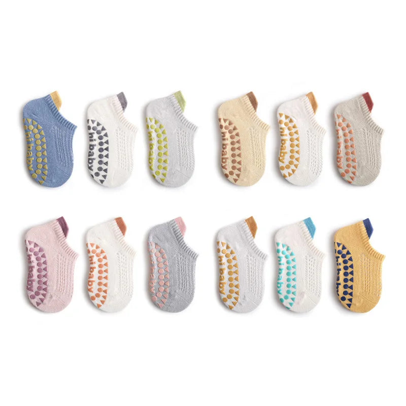 Baby & Kids Cotton Mesh Socks — 3 Pairs | Non-Slip Floor Socks | 0–5 Years - photo 2