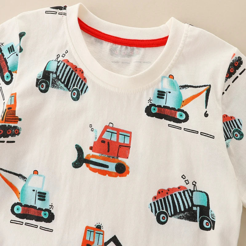 Kids Cartoon Excavator Cotton T-Shirt - photo 3