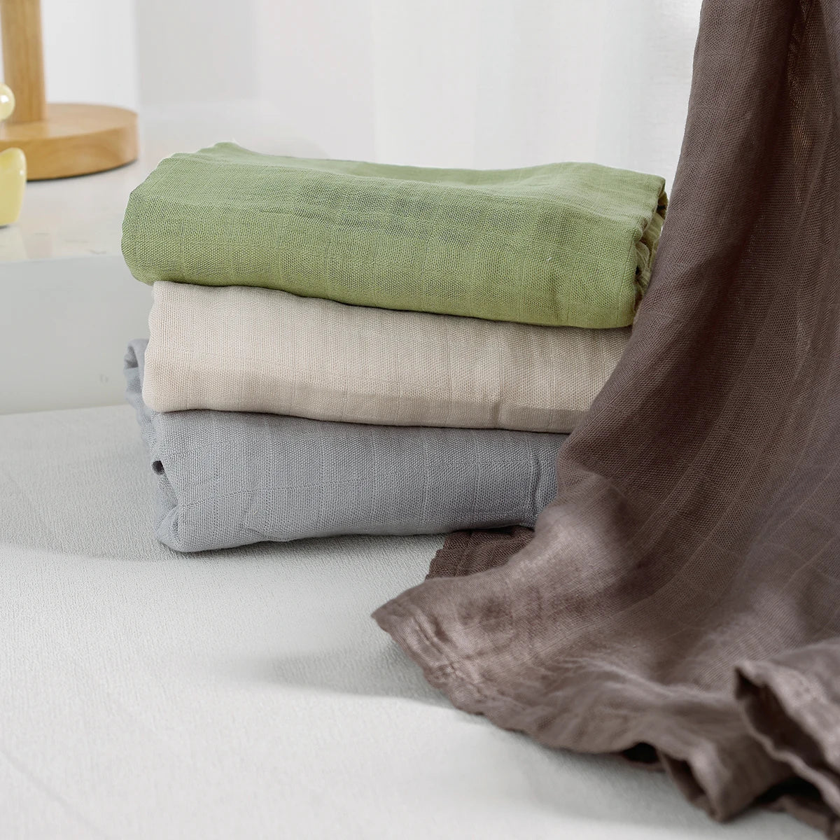Solid Bamboo Cotton Muslin Baby Swaddle - Kindle Kids ABC - view 5