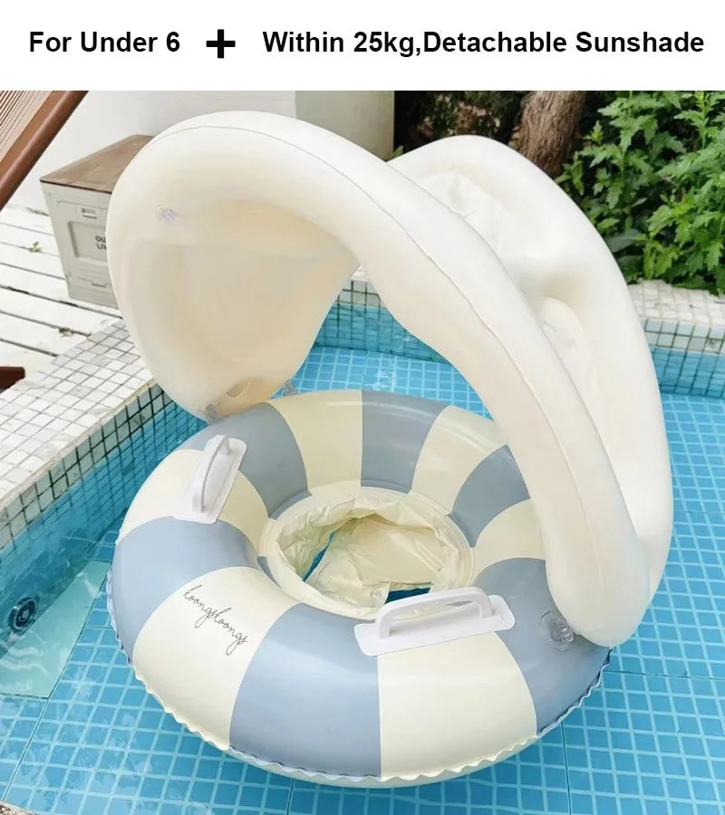 Baby pool float seat inflatable ring with sunshade, ages 6M-3Y - photo 9