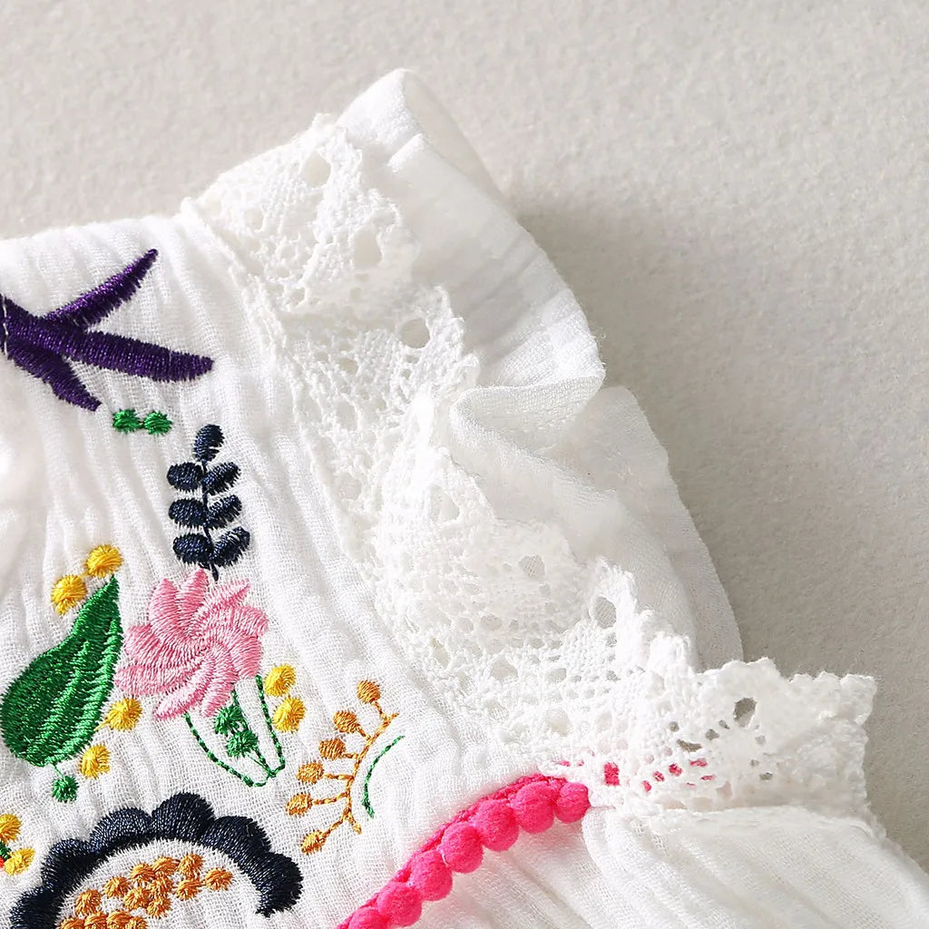 Baby Girls Cotton Linen Embroidery Swing Dress - photo 5