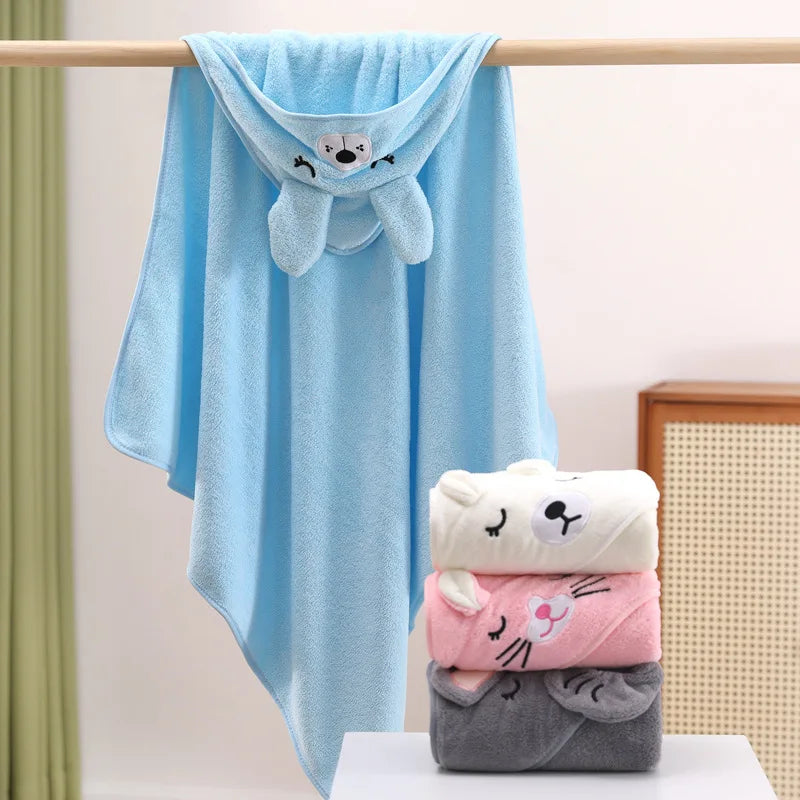 Hooded baby bath towel soft cartoon newborn wrap