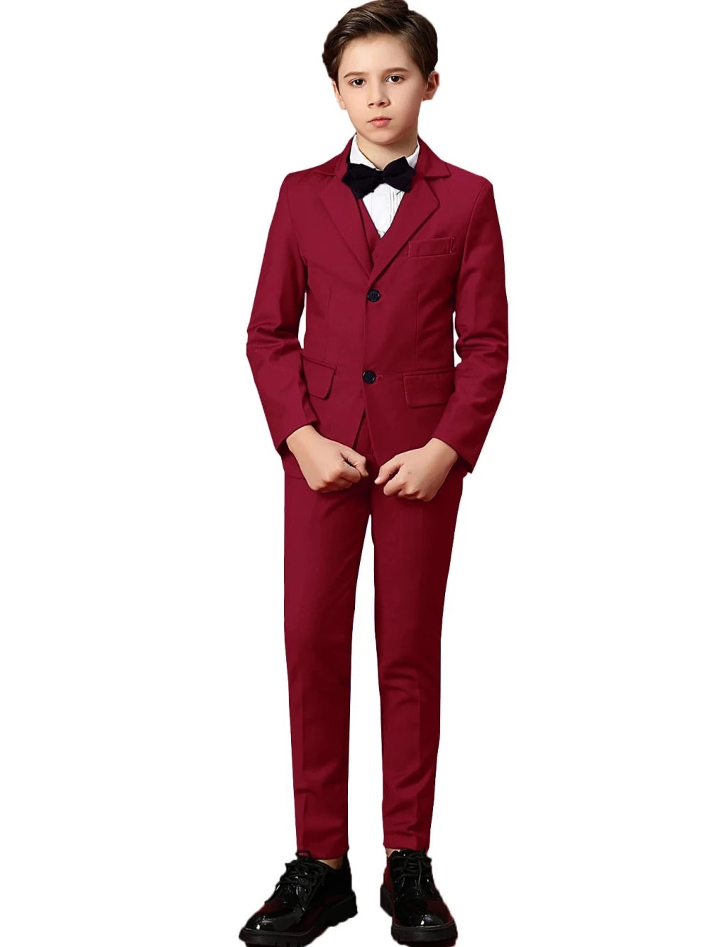 Boys Formal Suit 3-Piece 2-12Y — Notched Lapel Wedding Ring Bearer Outfit - photo 5
