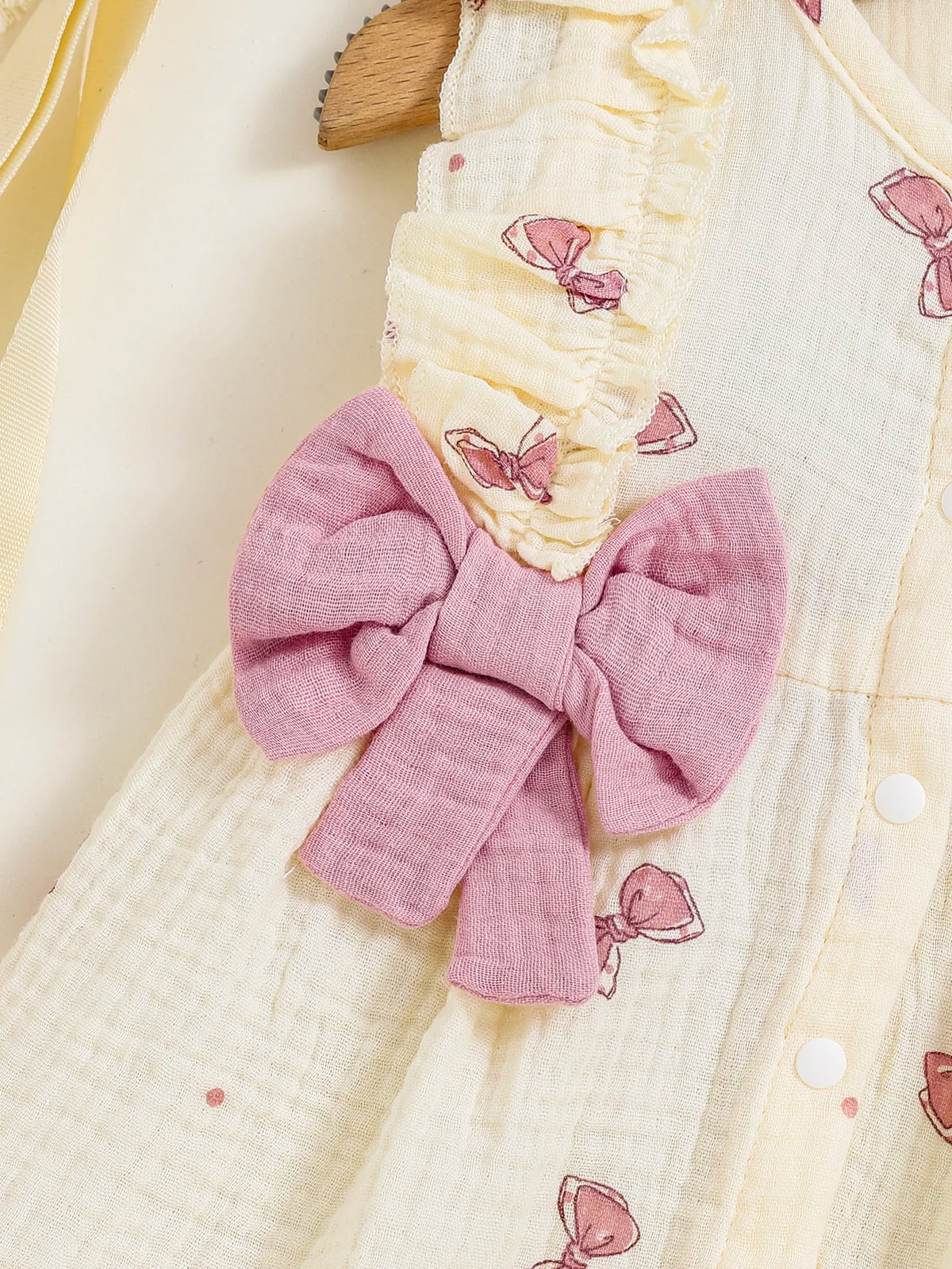 Baby Girl Bow Print Ruffle Dress & Hat Set - photo 5