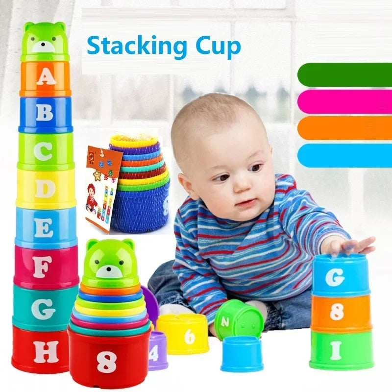 Stacking cups early learning toy with numbers letters shapes