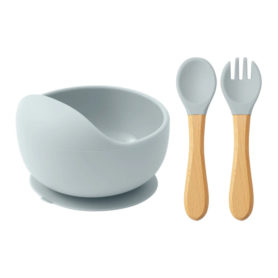 Baby Silicone Feeding Set — 3-Piece Suction Bowl, Spoon & Fork - photo 12
