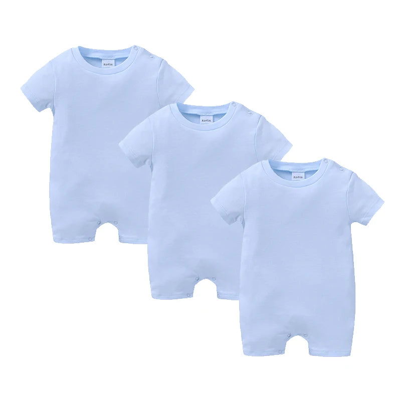 Unisex Cotton Baby Romper Bodysuit 0-12M Solid Colours Short Sleeve - photo 12