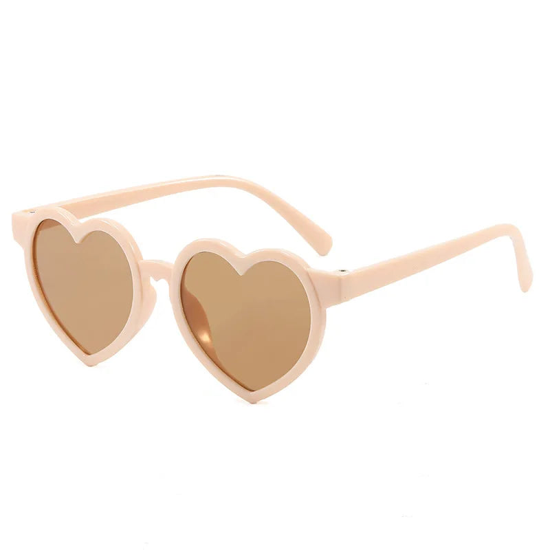 Beige brown heart-shaped kids sunglasses