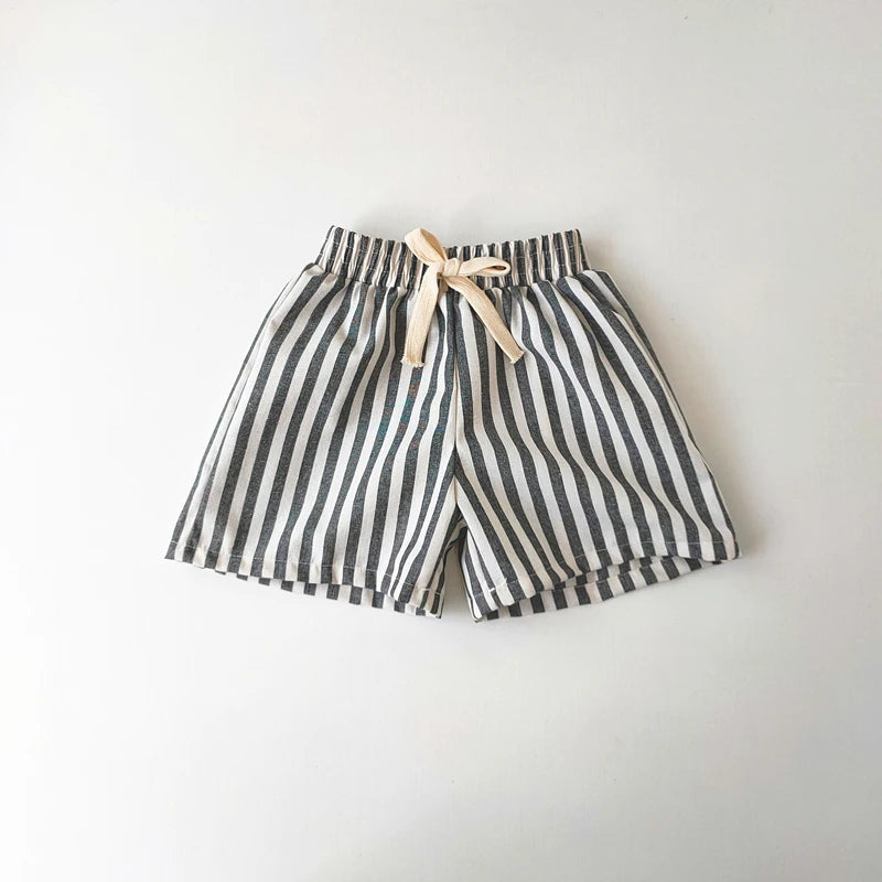 Kids Cotton-Linen Striped Shorts Trousers Summer - photo 9