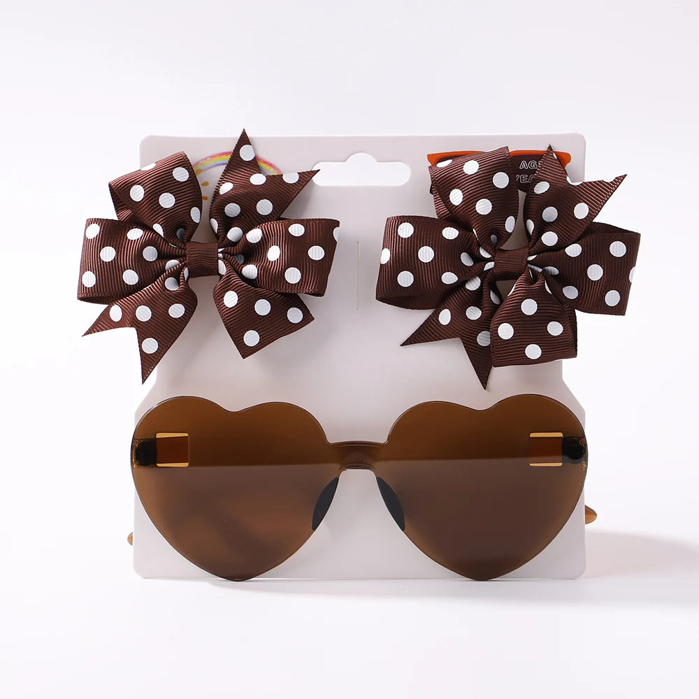 Girls Hair Accessories Set – Bows, Clips & Heart Sunglasses | 3 Pcs - photo 8