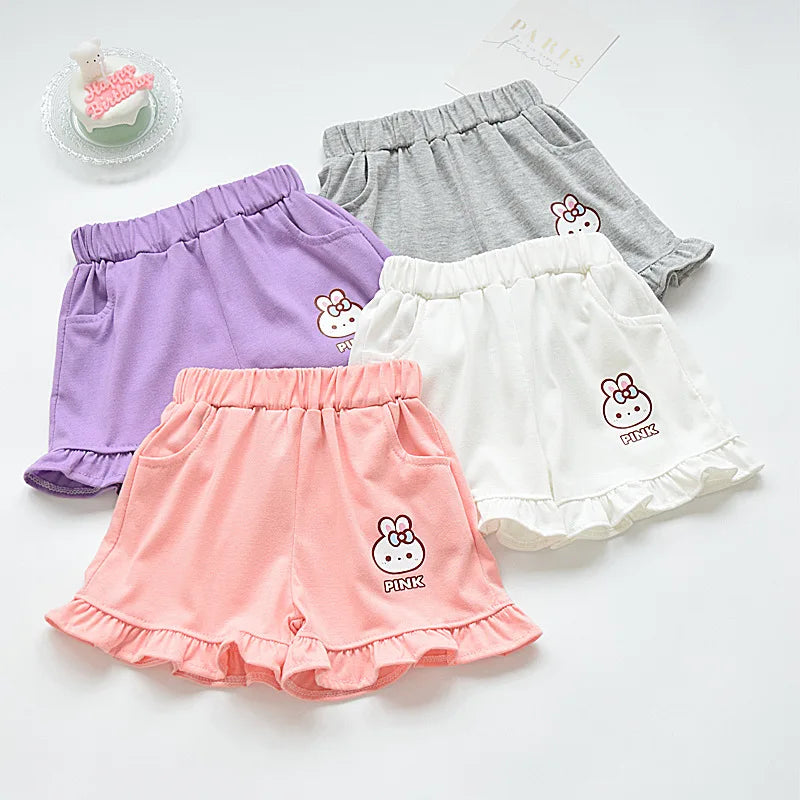Girls Cotton Print Frill Shorts Cute Bow Ruffle - photo 3