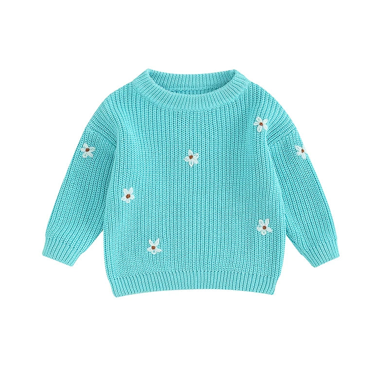 Baby Girl Knit Flower Sweater — Soft Pullover Knitwear | 0–7Y