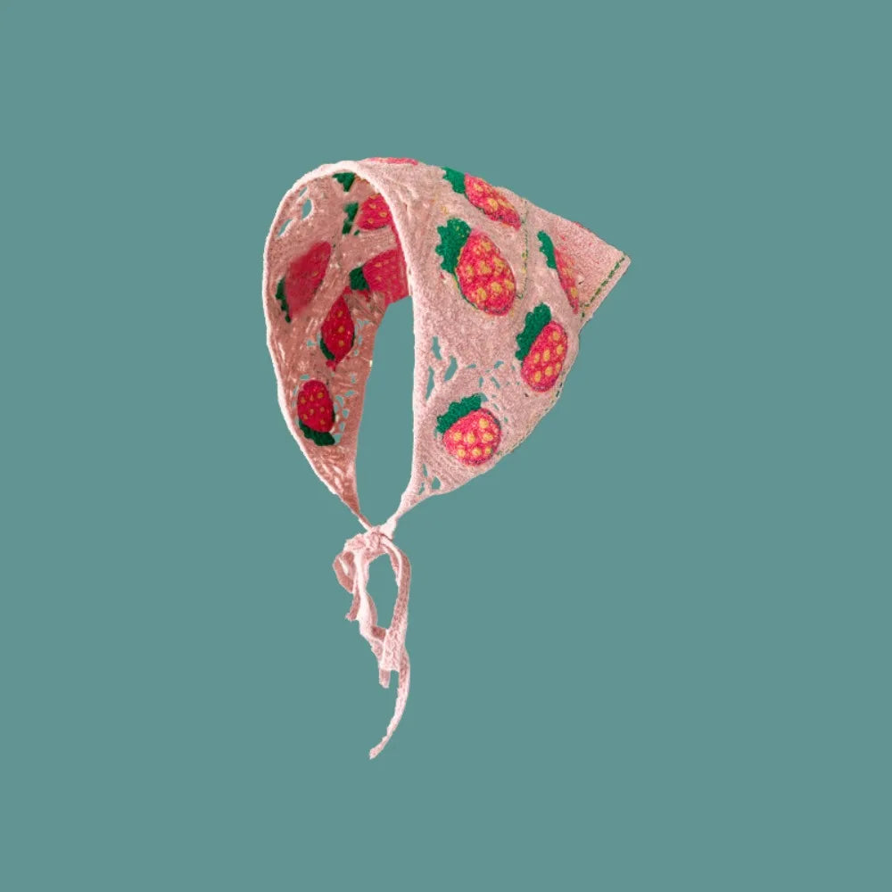 Knit Crochet Triangle Headband — Floral Handmade Scarf | 1–4Y