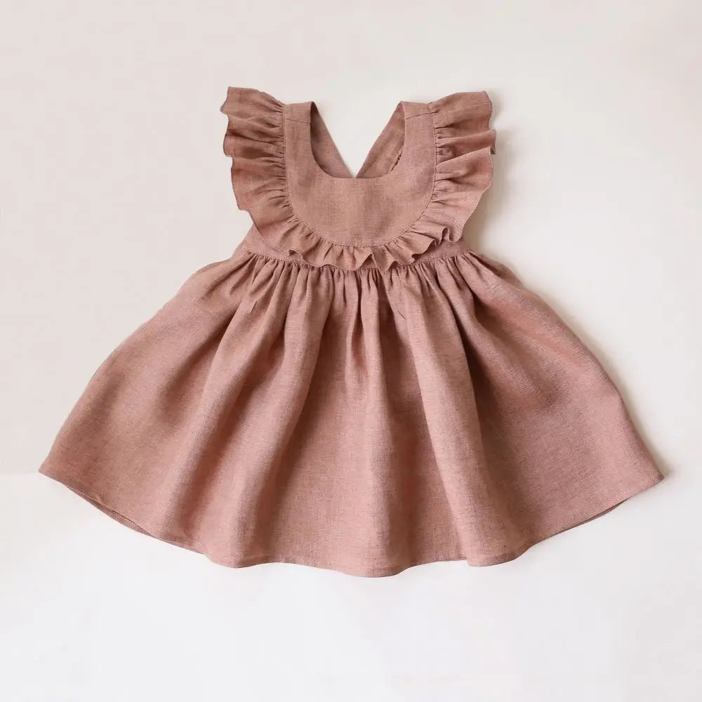 Toddler Girls Linen Cotton Dress | Pink Summer - photo 9