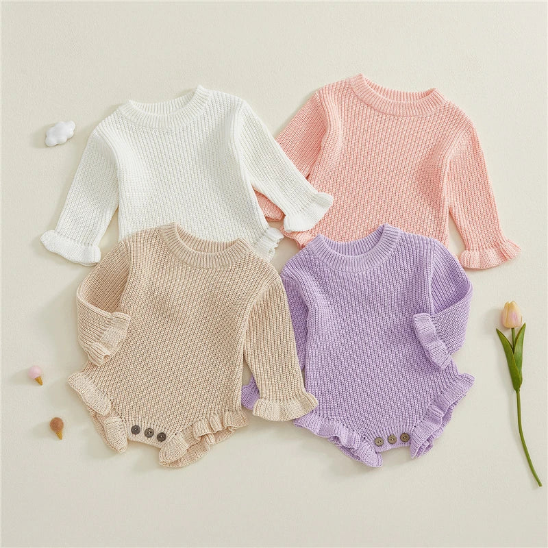 Ribbed Knit Cotton Baby Romper - Kindle Kids ABC