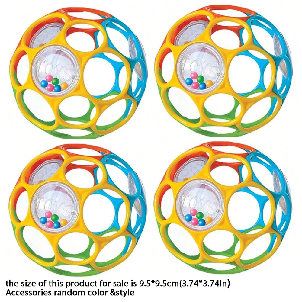 Soft baby grasping ball with bell sensory rattle toy