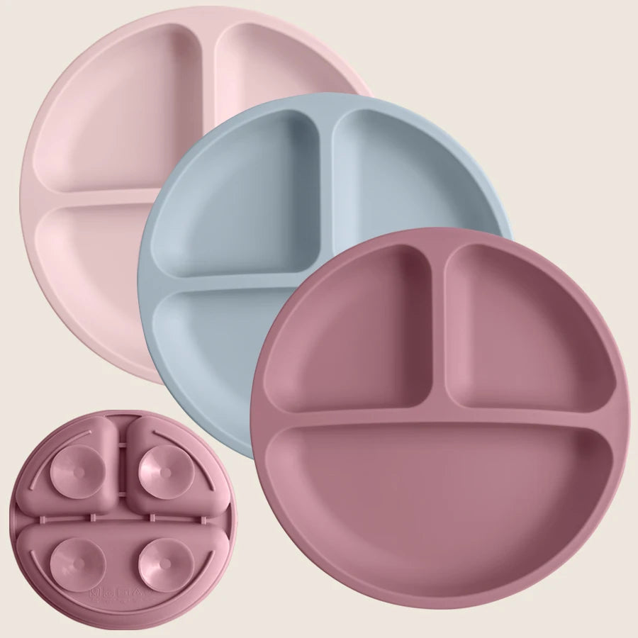 Silicone suction plate BPA-free divided baby dish