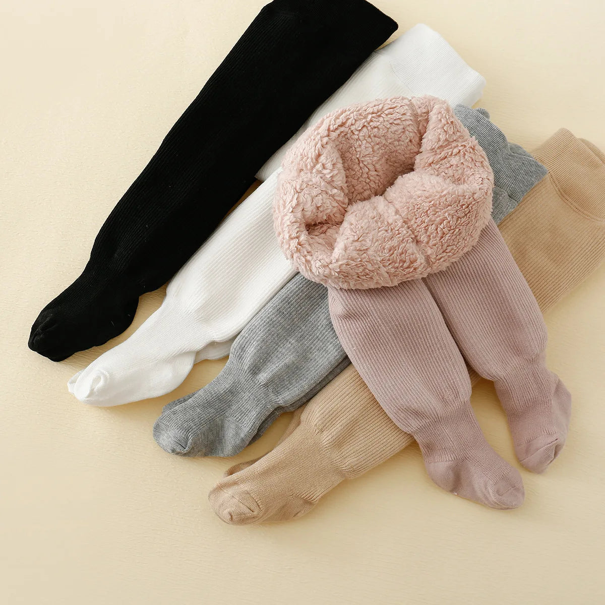Baby Girl Fleece-Lined Leggings — Striped Warm Cotton Tights | 0–7Y