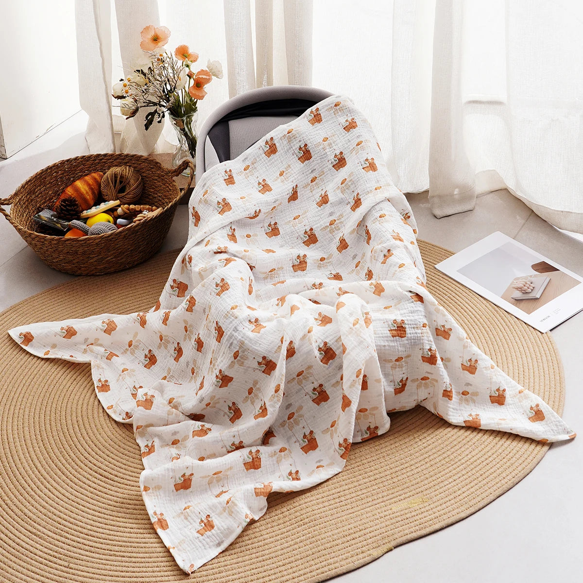 100% Cotton Muslin Baby Swaddle Wrap - Kindle Kids ABC - view 20