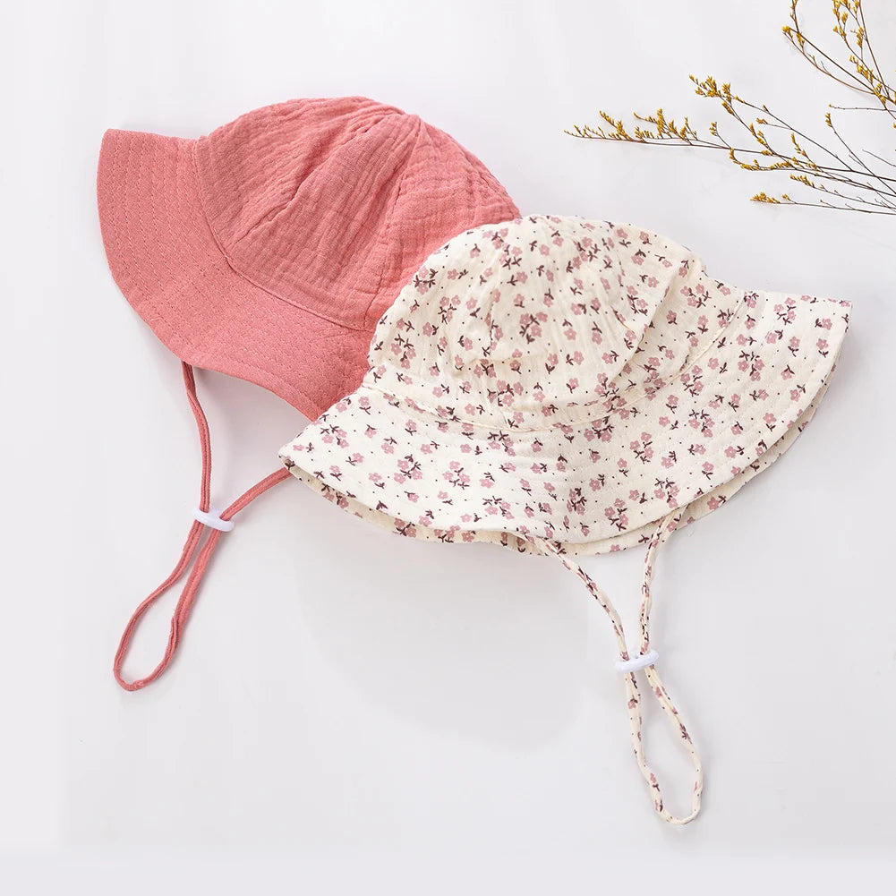 baby bucket sun hat floral and solid adjustable - photo 5
