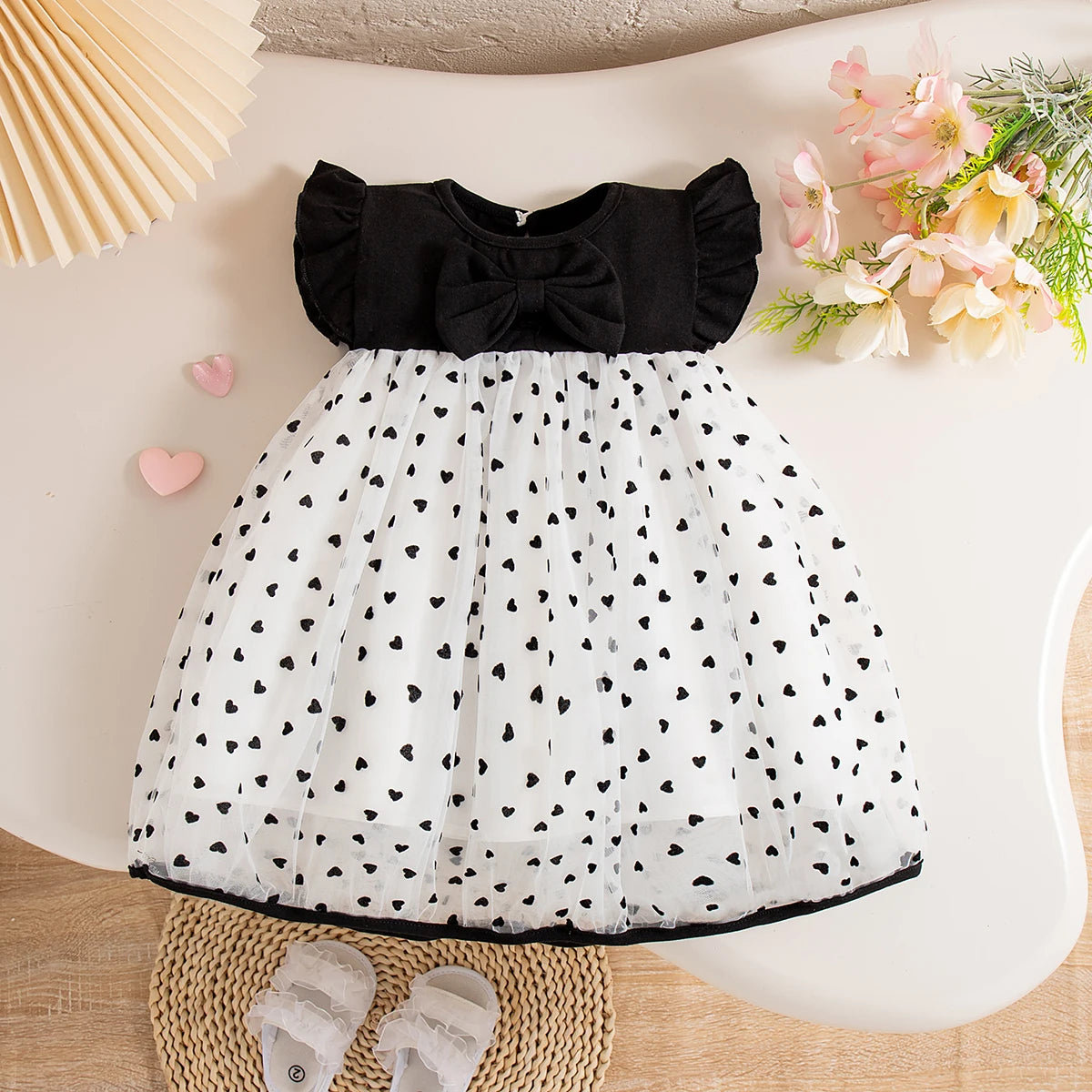 Baby Girl Summer Princess Dress – Bow Flutter Sleeve | 9M–3Y - photo 2