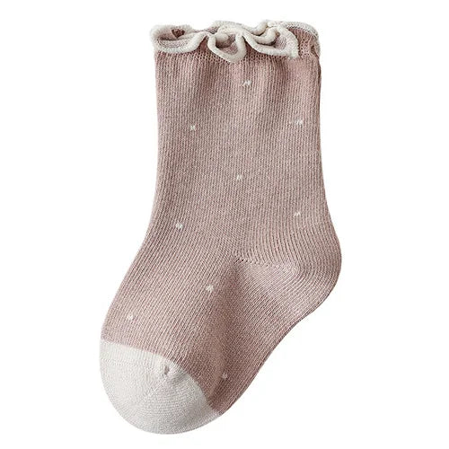 Girls Cotton Socks — Dot & Solid Princess Socks Set | 6M–12Y