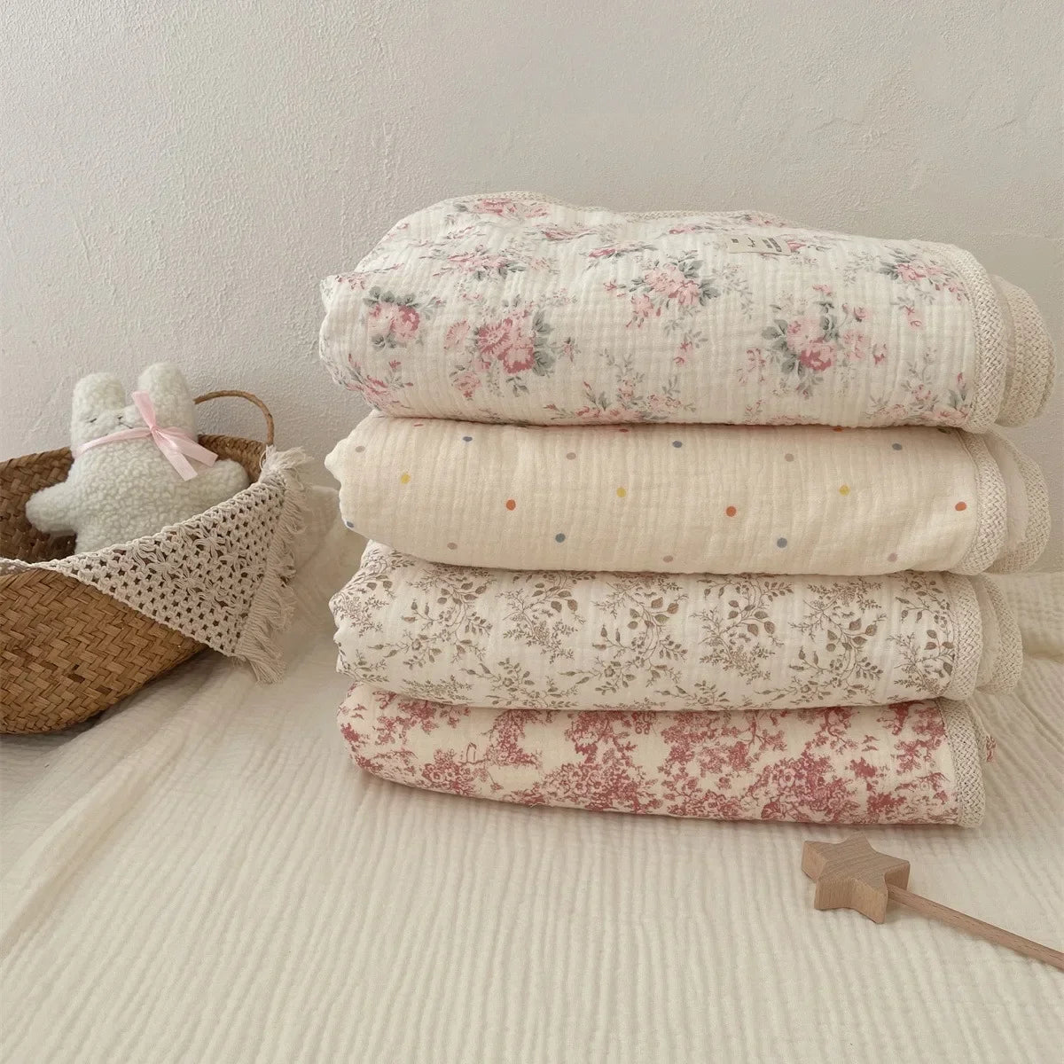 Fleece-Lined Cotton Muslin Baby Blanket - Kindle Kids ABC - view 2